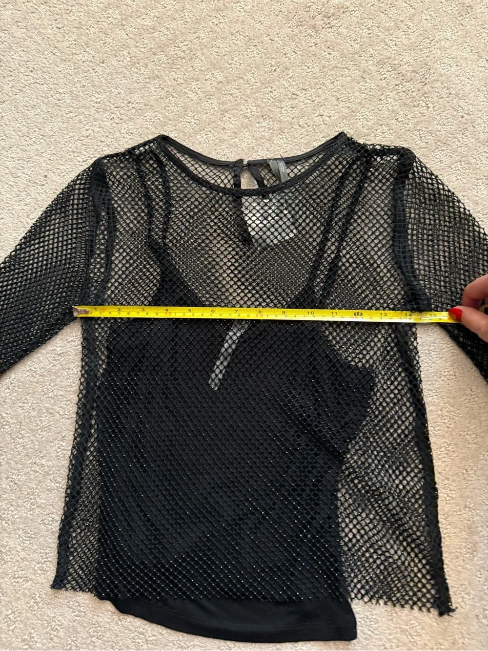 Anthropologie Black Beaded Mesh Top Long Sleeve Rhinestones Festival Y2K XXS
